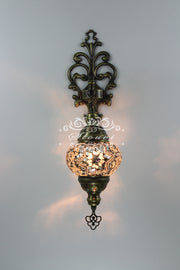 Turkish Mosaic Double Wall Sconce, With Medium Globes - TurkishLights.NET