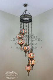 7 - BALL TURKISH MOSAIC CHANDELIER, LARGE GLOBES - TurkishLights.NET