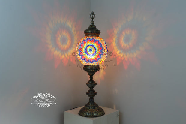 MOSAIC FLOOR / TABLE LAMP WITH 30CM (12") GLOBE - TurkishLights.NET