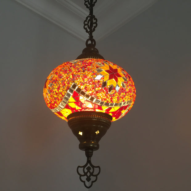 Turkish Handmade Mosaic  Hanging Lamp - Large Globe - TurkishLights.NET