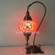 SWAN NECK MOSAIC TABLE LAMP, LARGE GLOBE - TurkishLights.NET