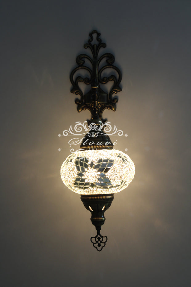 Turkish Mosaic  Wall Sconce, With Large Globe - TurkishLights.NET