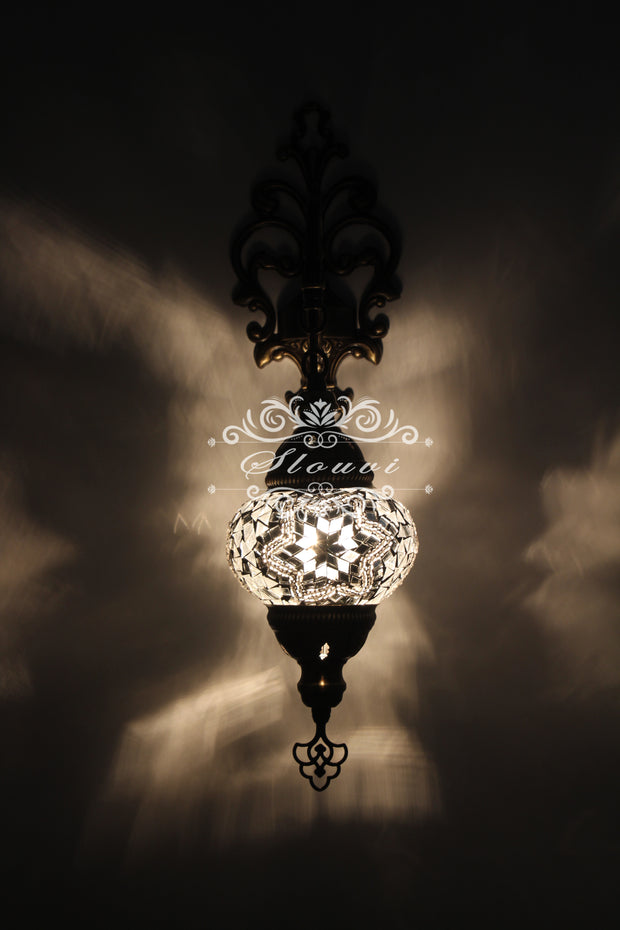 Turkish Mosaic Double Wall Sconce, With Medium Globes - TurkishLights.NET