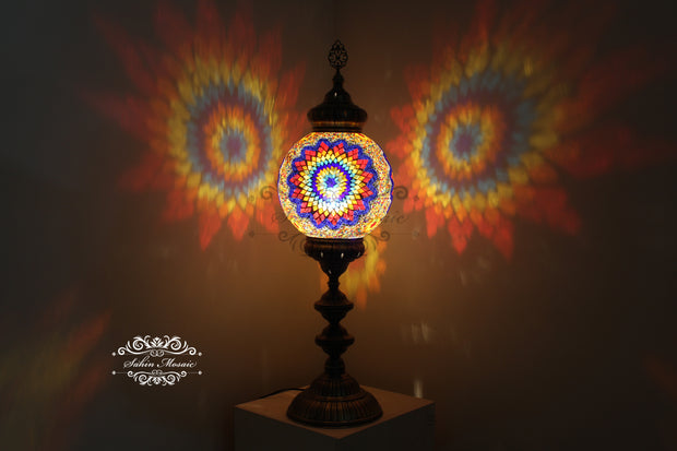 MOSAIC FLOOR / TABLE LAMP WITH 30CM (12") GLOBE - TurkishLights.NET