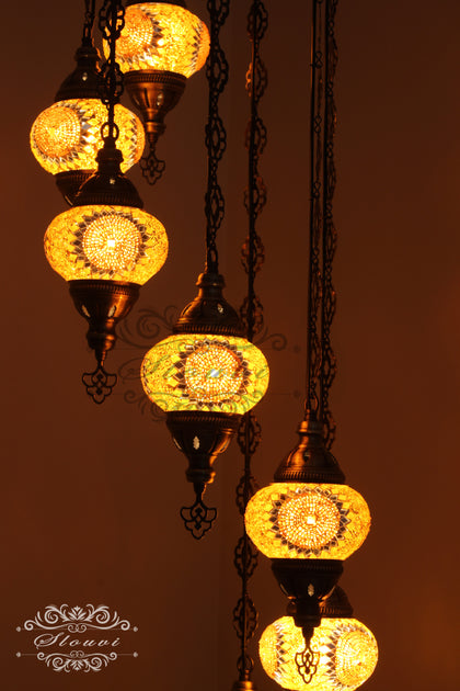 7 Ball Turkish Mosaic Chandelier - Water Drop Design | Authentic ...