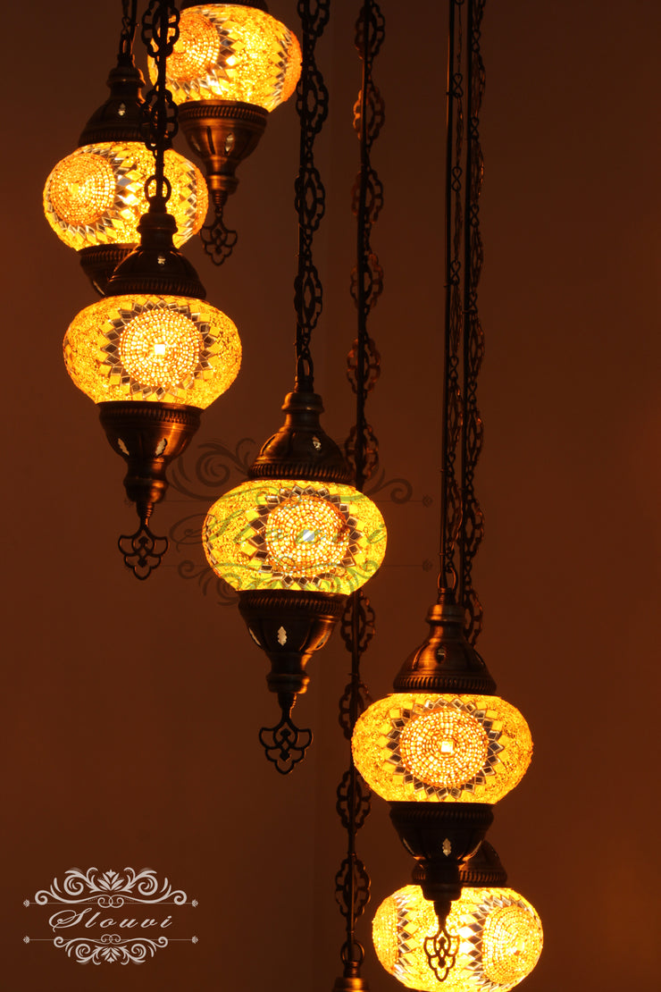 7 - BALL TURKISH MOSAIC CHANDELIER - TurkishLights.NET