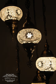 5 BALL TURKISH MOSAIC CHANDELIER WITH MEDIUM GLOBES - TurkishLights.NET