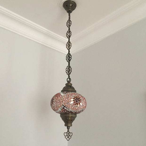 Turkish Handmade Mosaic  Hanging Lamp - Large Globe - TurkishLights.NET