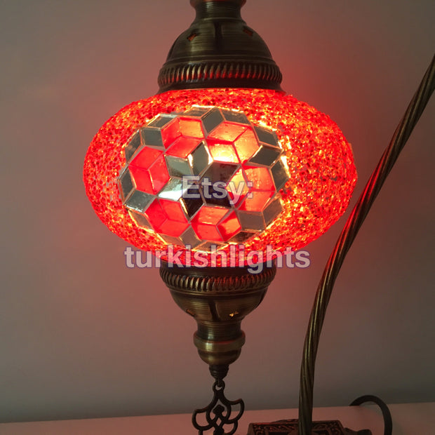 SWAN NECK MOSAIC TABLE LAMP, LARGE GLOBE - TurkishLights.NET