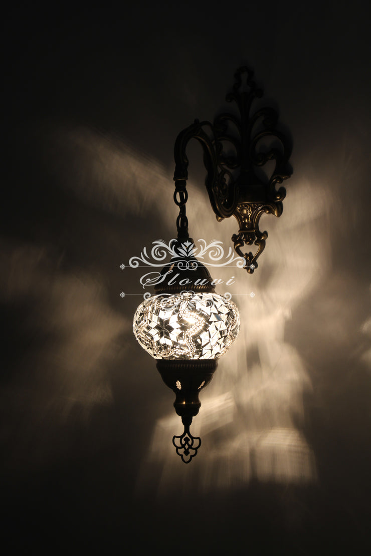 Turkish Mosaic Double Wall Sconce, With Medium Globes - TurkishLights.NET