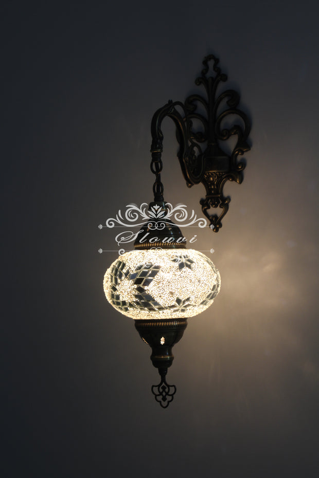 Turkish Mosaic  Wall Sconce, With Large Globe - TurkishLights.NET