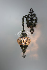 Turkish Mosaic Double Wall Sconce, With Medium Globes - TurkishLights.NET