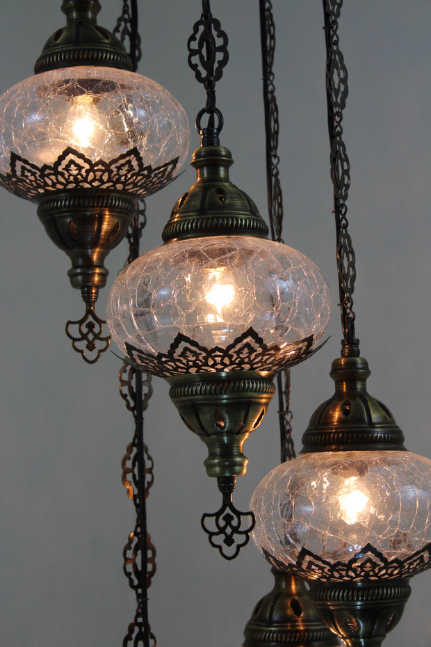 5 BALL CRACKED OTTOAMAN CHANDELIER - TurkishLights.NET