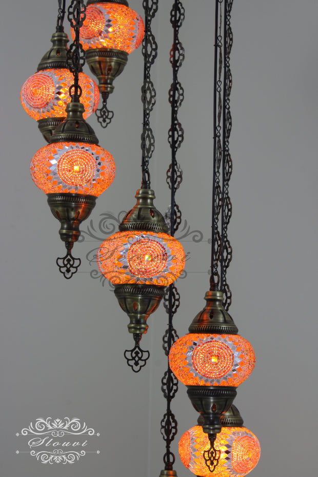 7 - BALL TURKISH MOSAIC CHANDELIER - TurkishLights.NET