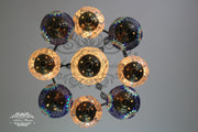 9-BALL TURKISH SULTAN MOSAIC CHANDELIER WITH NO2 (MEDIUM) GLOBES - TurkishLights.NET