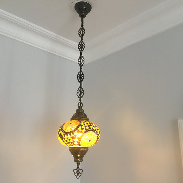 Turkish Handmade Mosaic  Hanging Lamp - Large Globe - TurkishLights.NET