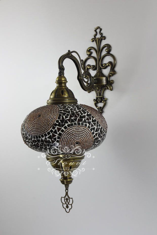 Turkish Mosaic Wall Sconce, With Extra Large Globes - TurkishLights.NET