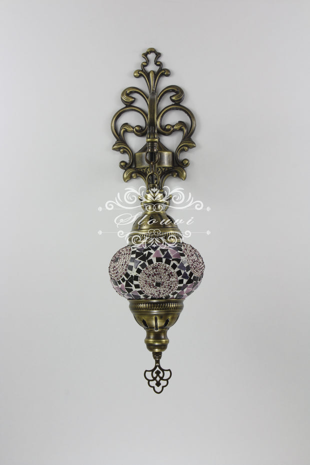 Turkish Mosaic  Wall Sconce, With Medium Globe - TurkishLights.NET