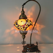 SWAN NECK MOSAIC TABLE LAMP, LARGE GLOBE - TurkishLights.NET