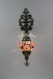 Turkish Mosaic  Wall Sconce, With Medium Globe - TurkishLights.NET