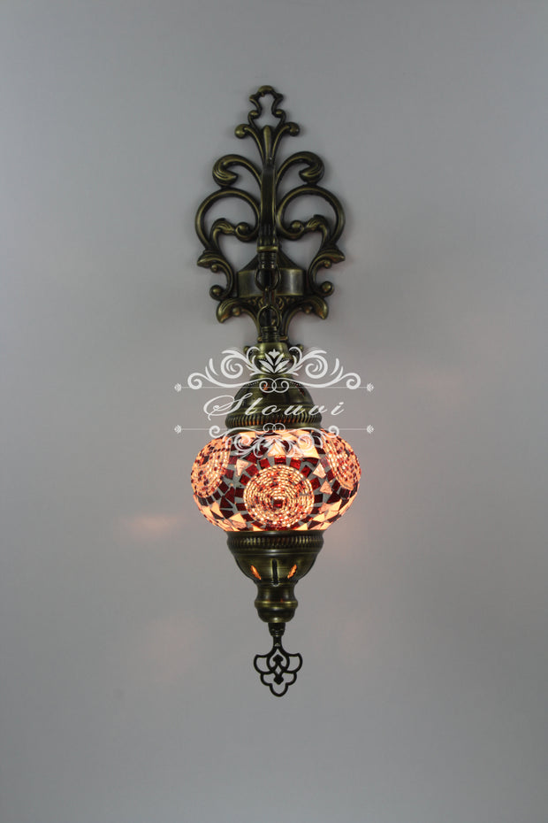 Turkish Mosaic  Wall Sconce, With Medium Globe - TurkishLights.NET