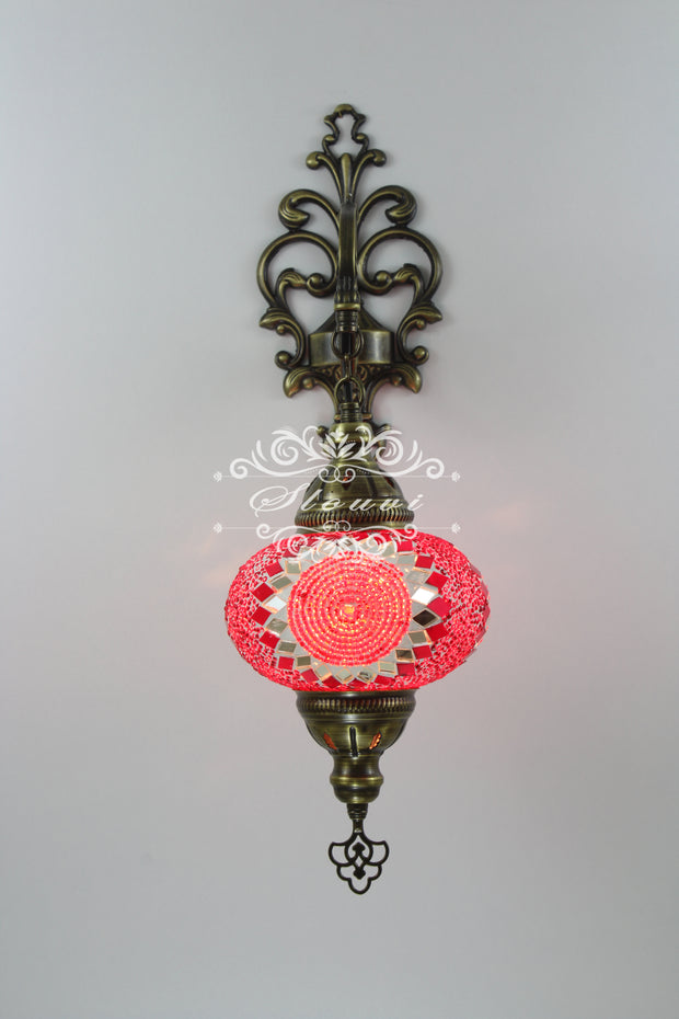 Turkish Mosaic  Wall Sconce, With Large Globe - TurkishLights.NET