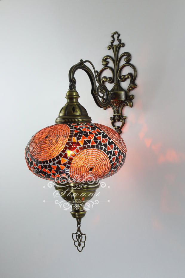 Turkish Mosaic Wall Sconce, With Extra Large Globes - TurkishLights.NET