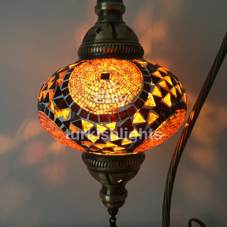 Light Gold Swan Neck Turkish Mosaic Lamp