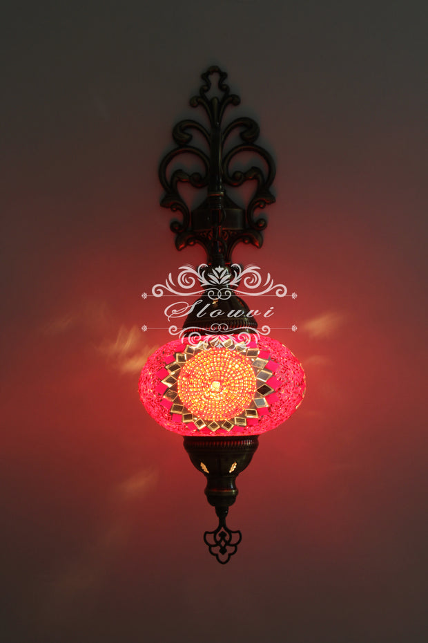 Turkish Mosaic  Wall Sconce, With Large Globe - TurkishLights.NET