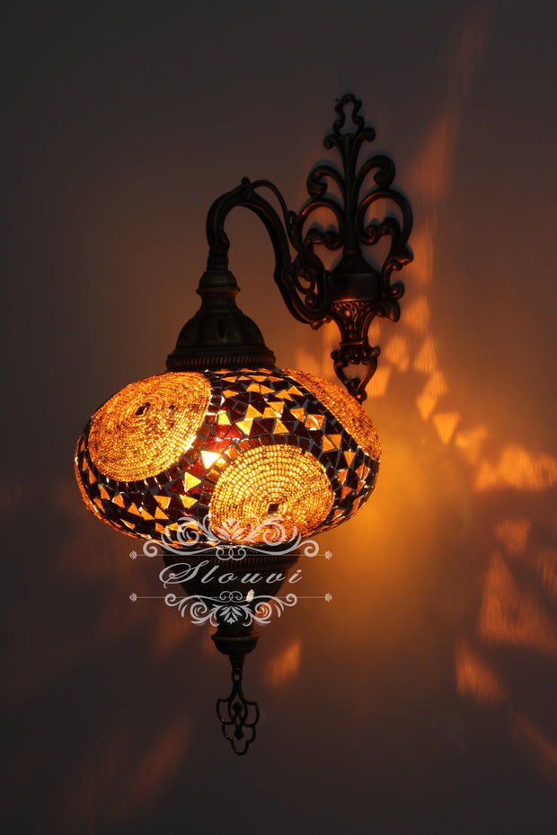 Turkish Mosaic Wall Sconce, With Extra Large Globes - TurkishLights.NET