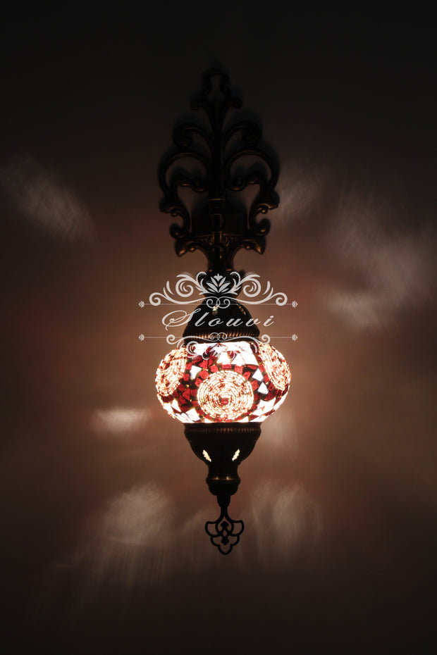 Turkish Mosaic  Wall Sconce, With Medium Globe - TurkishLights.NET