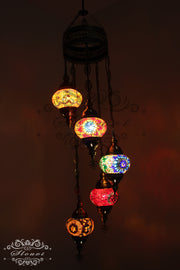 5 BALL TURKISH MOSAIC CHANDELIER WITH MEDIUM GLOBES - TurkishLights.NET