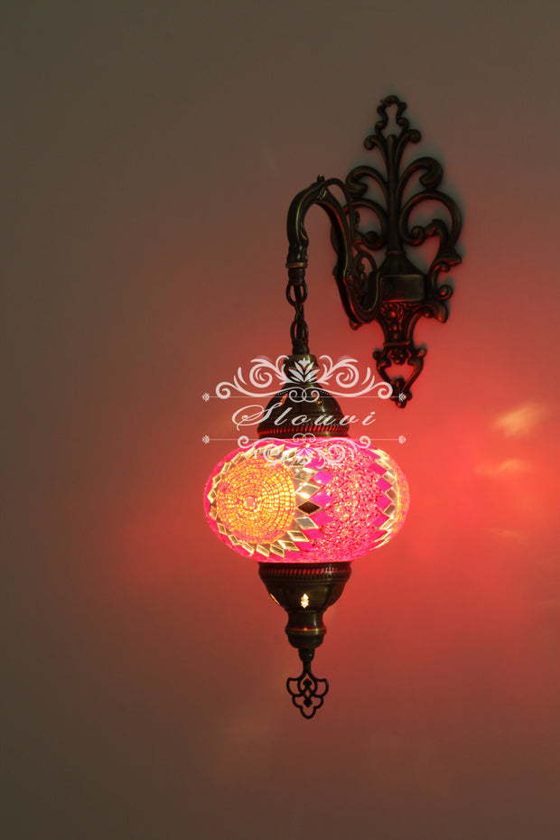 Turkish Mosaic  Wall Sconce, With Large Globe - TurkishLights.NET