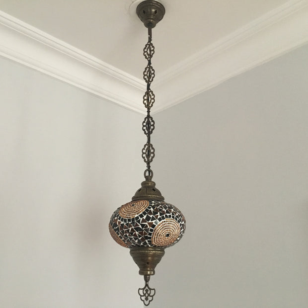 Turkish Handmade Mosaic  Hanging Lamp - Large Globe - TurkishLights.NET