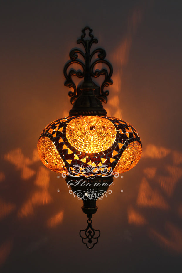 Turkish Mosaic Wall Sconce, With Extra Large Globes - TurkishLights.NET