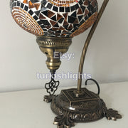 SWAN NECK MOSAIC TABLE LAMP, LARGE GLOBE - TurkishLights.NET