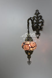 Turkish Mosaic  Wall Sconce, With Medium Globe - TurkishLights.NET