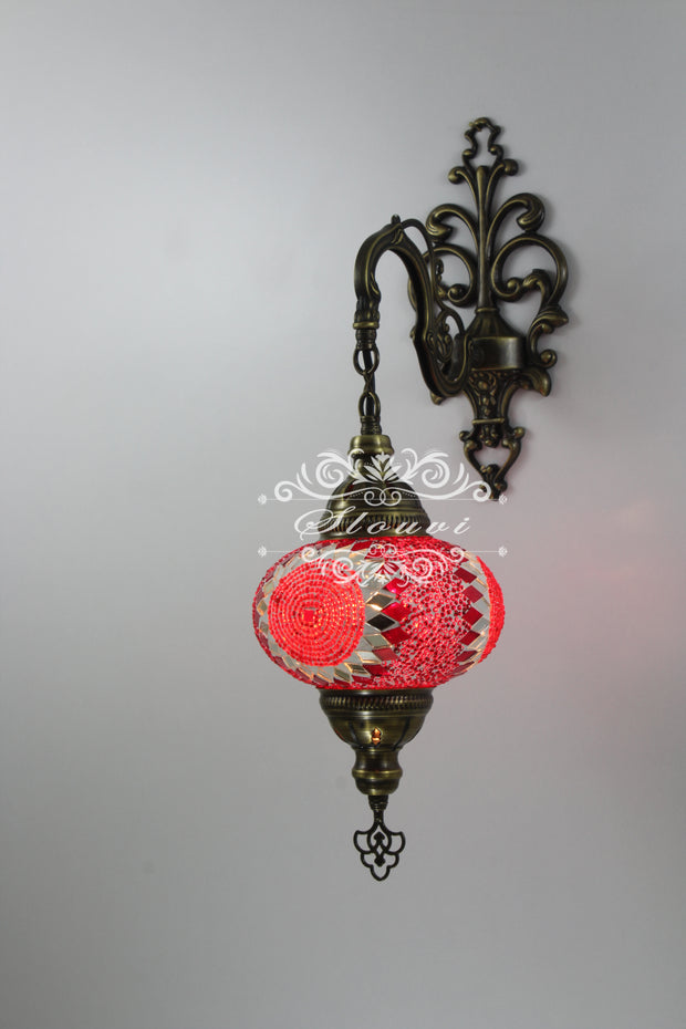 Turkish Mosaic  Wall Sconce, With Large Globe - TurkishLights.NET