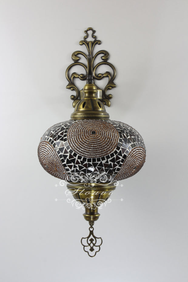 Turkish Mosaic Wall Sconce, With Extra Large Globes - TurkishLights.NET