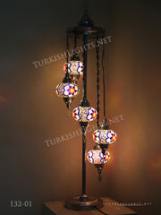 FLOOR LAMP WITH  5 Large GLOBES and CHROME FINISH ,ID:132 - TurkishLights.NET