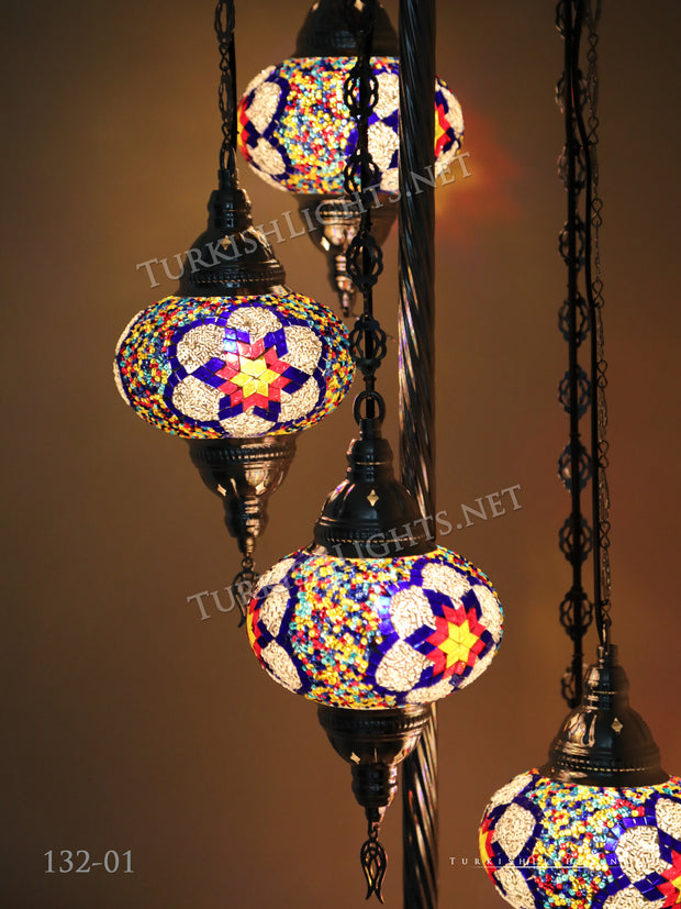 FLOOR LAMP WITH  5 Large GLOBES and CHROME FINISH ,ID:132 - TurkishLights.NET