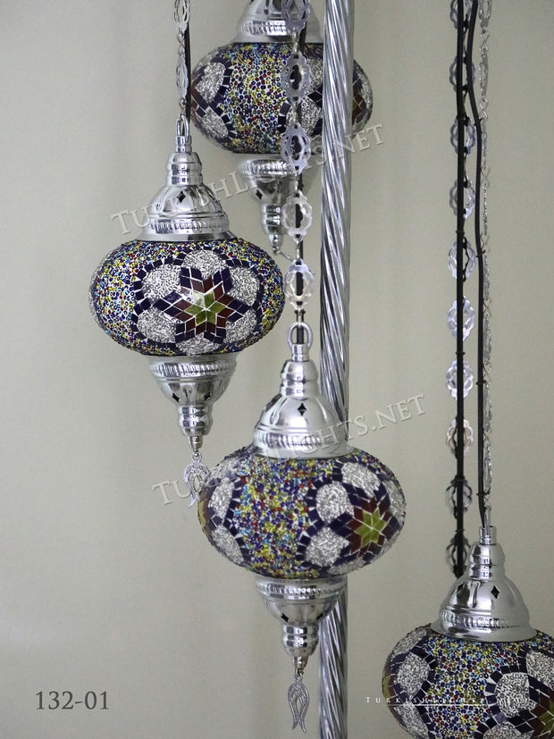 FLOOR LAMP WITH  5 Large GLOBES and CHROME FINISH ,ID:132 - TurkishLights.NET