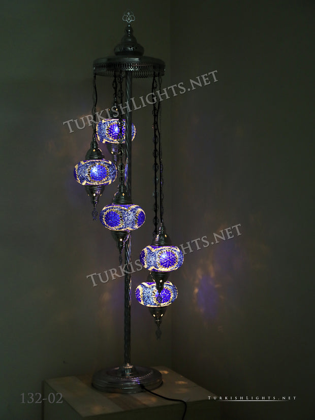 FLOOR LAMP WITH  5 LARGE GLOBES and CHROME FINISH ,ID:132 - TurkishLights.NET