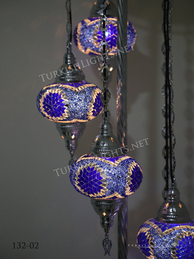 FLOOR LAMP WITH  5 LARGE GLOBES and CHROME FINISH ,ID:132 - TurkishLights.NET