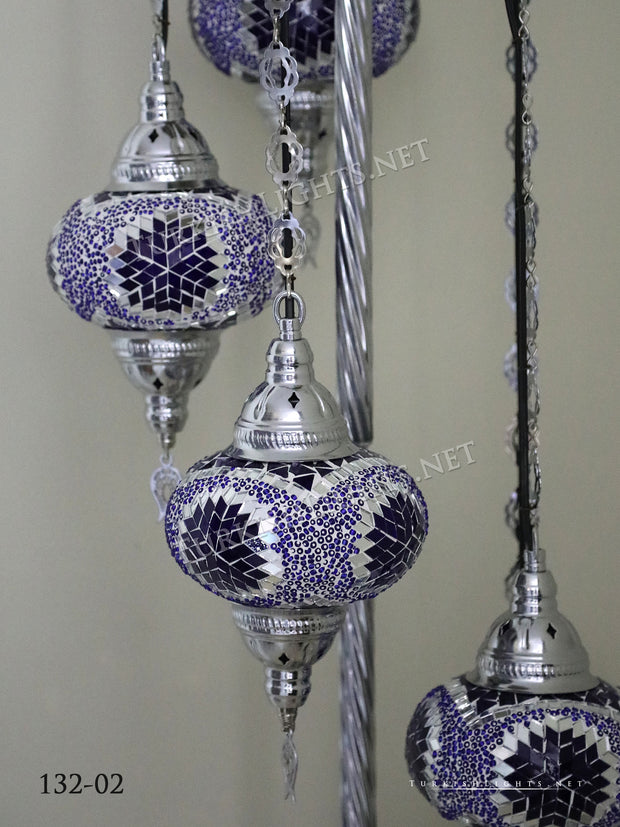 FLOOR LAMP WITH  5 LARGE GLOBES and CHROME FINISH ,ID:132 - TurkishLights.NET