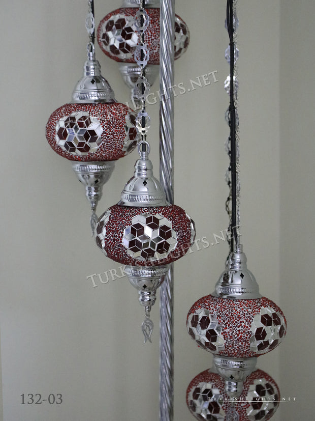 FLOOR LAMP WITH  5 LARGE GLOBES and CHROME FINISH ,ID:132 - TurkishLights.NET