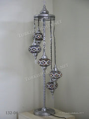 FLOOR LAMP WITH  5 LARGE GLOBES and CHROME FINISH ,ID:132 - TurkishLights.NET