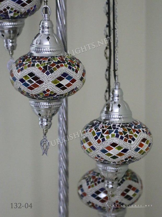 FLOOR LAMP WITH  5 LARGE GLOBES and CHROME FINISH ,ID:132 - TurkishLights.NET