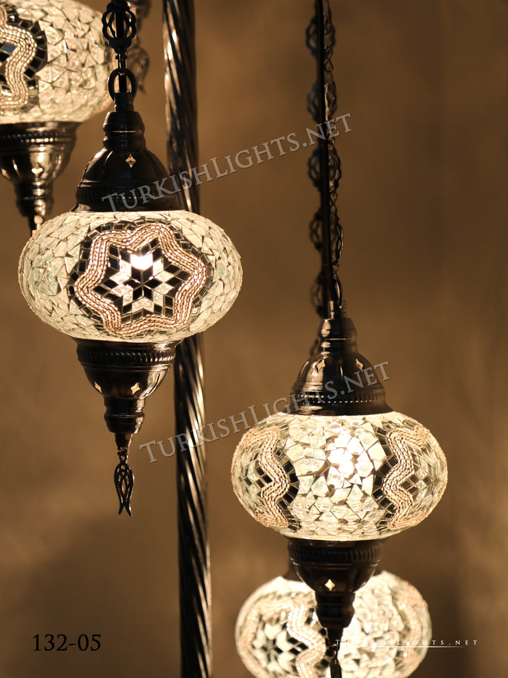 FLOOR LAMP WITH  5 LARGE GLOBES and CHROME FINISH ,ID:132 - TurkishLights.NET