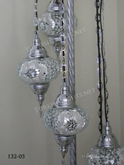 FLOOR LAMP WITH  5 LARGE GLOBES and CHROME FINISH ,ID:132 - TurkishLights.NET